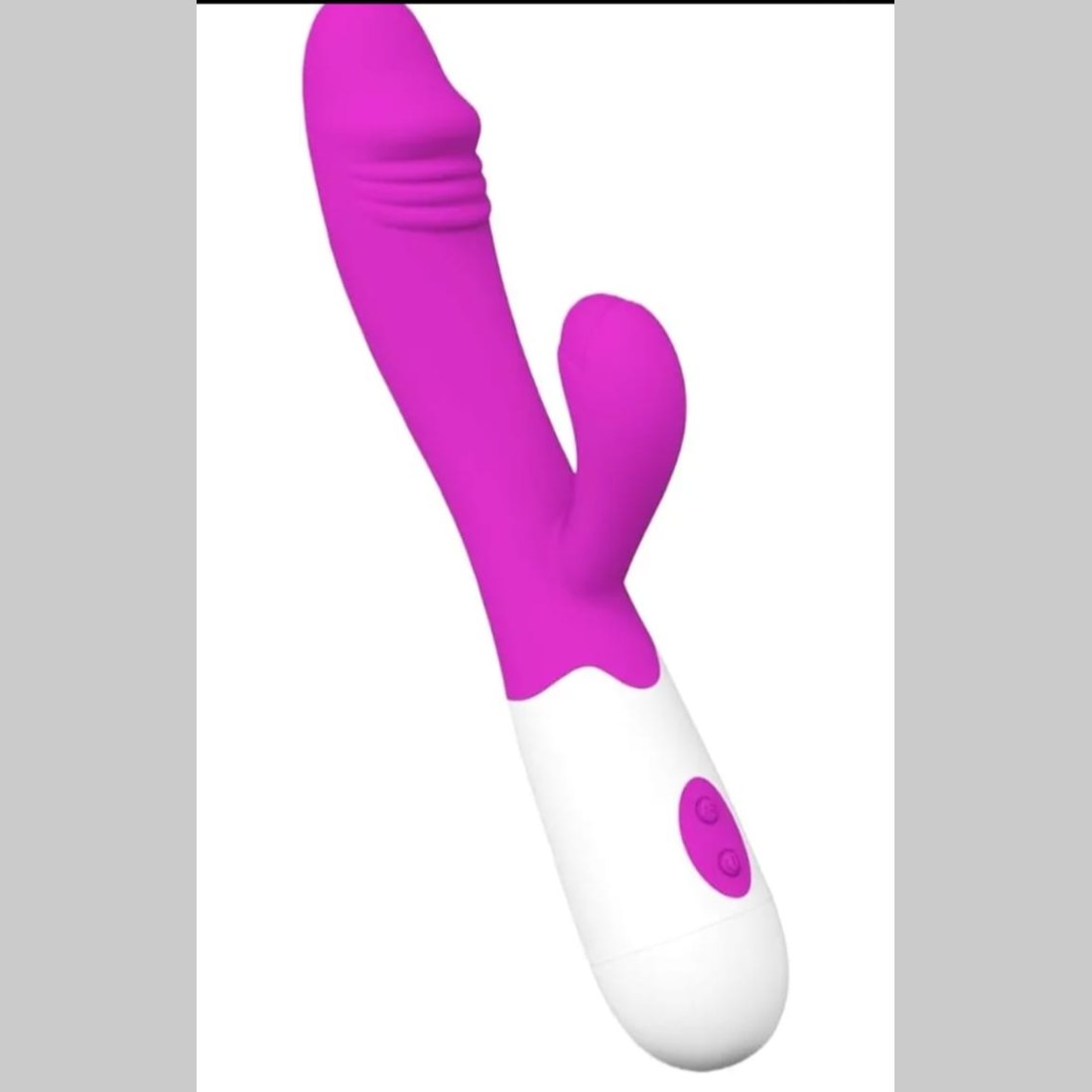 Pink and White Ridged Shaft Rabbit Vibrator